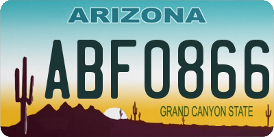 AZ license plate ABF0866