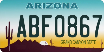 AZ license plate ABF0867