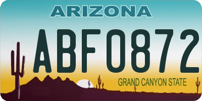 AZ license plate ABF0872
