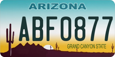 AZ license plate ABF0877