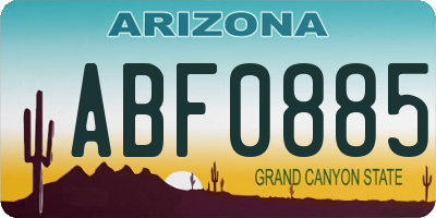 AZ license plate ABF0885