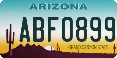 AZ license plate ABF0899