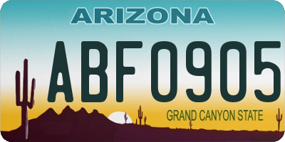 AZ license plate ABF0905