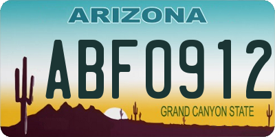 AZ license plate ABF0912