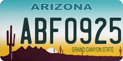 AZ license plate ABF0925