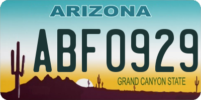 AZ license plate ABF0929