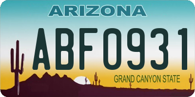 AZ license plate ABF0931