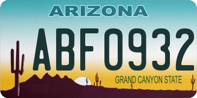 AZ license plate ABF0932