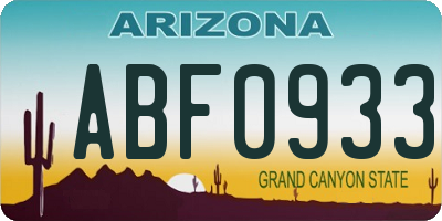 AZ license plate ABF0933