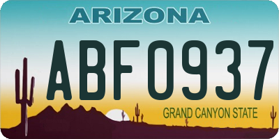 AZ license plate ABF0937