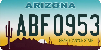 AZ license plate ABF0953