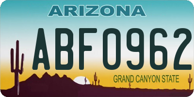AZ license plate ABF0962