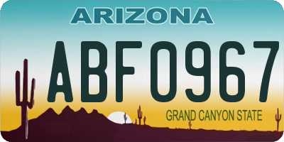 AZ license plate ABF0967