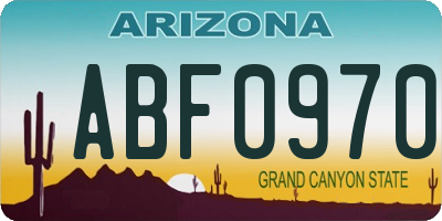 AZ license plate ABF0970
