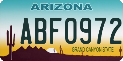 AZ license plate ABF0972
