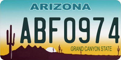 AZ license plate ABF0974