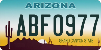 AZ license plate ABF0977