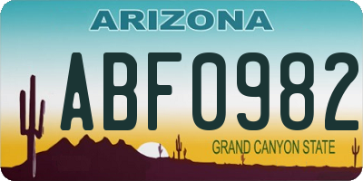 AZ license plate ABF0982