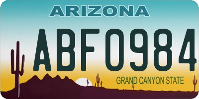 AZ license plate ABF0984