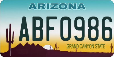 AZ license plate ABF0986