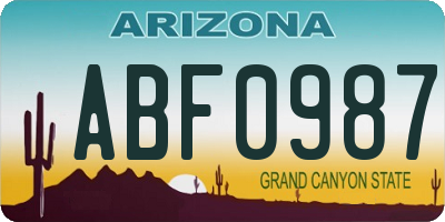 AZ license plate ABF0987