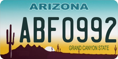 AZ license plate ABF0992