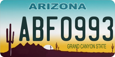 AZ license plate ABF0993