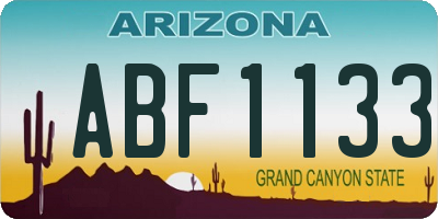 AZ license plate ABF1133