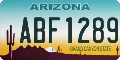 AZ license plate ABF1289