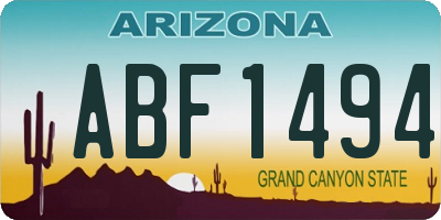 AZ license plate ABF1494