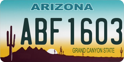 AZ license plate ABF1603