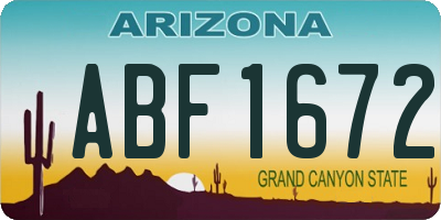 AZ license plate ABF1672