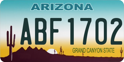 AZ license plate ABF1702