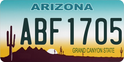 AZ license plate ABF1705