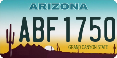 AZ license plate ABF1750