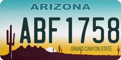 AZ license plate ABF1758