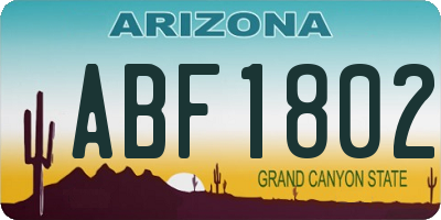 AZ license plate ABF1802