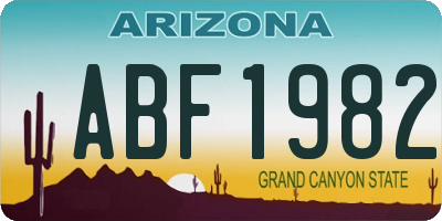 AZ license plate ABF1982