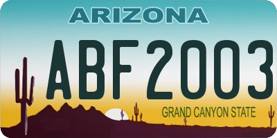 AZ license plate ABF2003