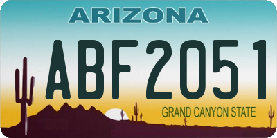 AZ license plate ABF2051