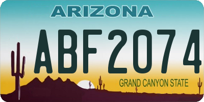 AZ license plate ABF2074