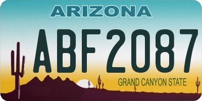 AZ license plate ABF2087