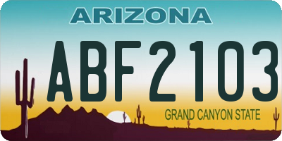AZ license plate ABF2103