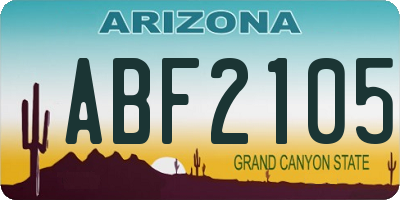 AZ license plate ABF2105