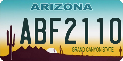 AZ license plate ABF2110