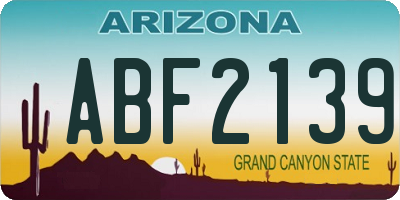AZ license plate ABF2139