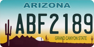 AZ license plate ABF2189