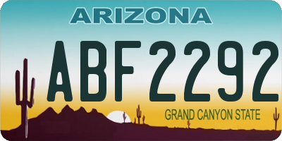 AZ license plate ABF2292