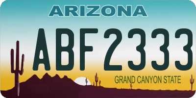 AZ license plate ABF2333