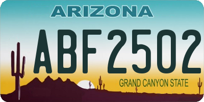 AZ license plate ABF2502